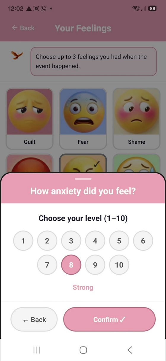 BvTer app: visual feelings and intensity scale